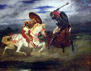 Eugene Delacroix Combat de chevaliers dans la campagne. oil painting artist